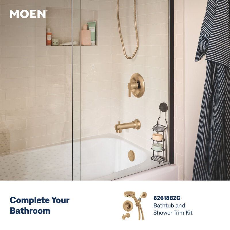 Robinet de salle de bain monotrou avec drain Moen Meena, Doré bronze