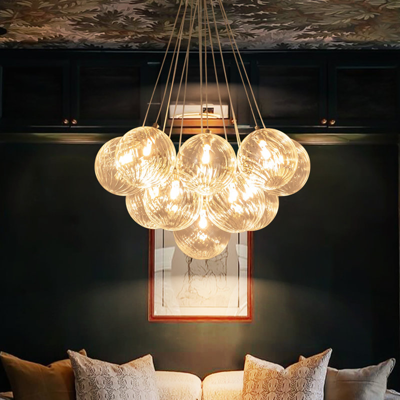 Newtown 19 - Light Cluster Glass Bubble Chandelier for Dining Room, 13 Lights