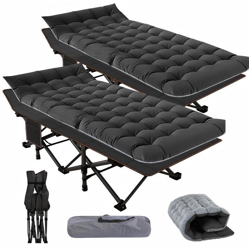 Lit de camp pliant, lit de camp pliant pour l'extérieur, Noir / gris