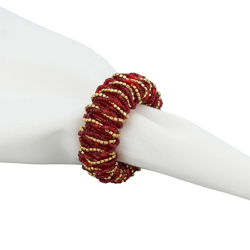 Perles de verre, porte-serviette en fer, Rouge
