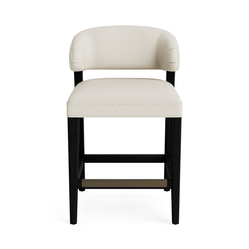 Keane Leather Bar Stool, Counter Stool (25” Seat Height), Greenwich Performance Leather - Cream, Black