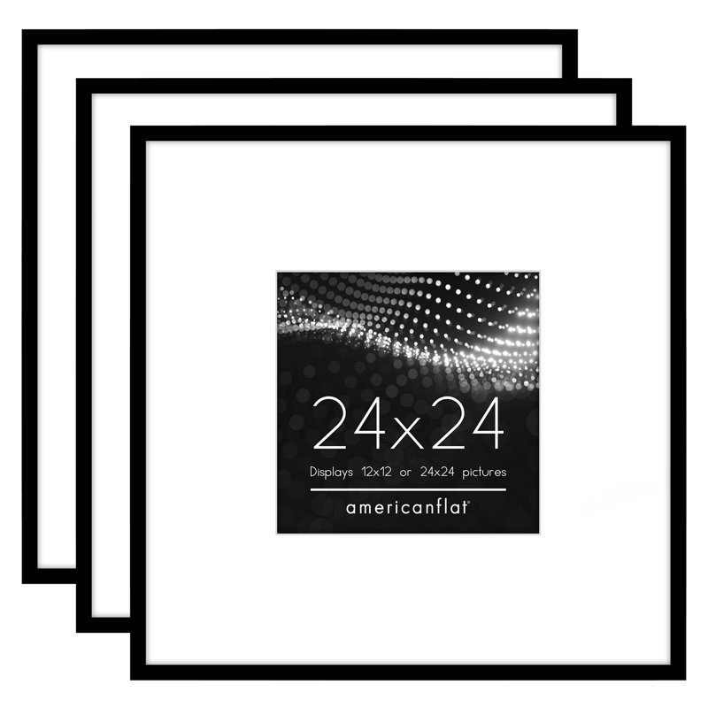 Cadre photo 24 x 24 - Utiliser comme cadre 12 x 12 avec passe-partout ou cadre 24 x 24 sans passe-partout - Cadre photo noir mince