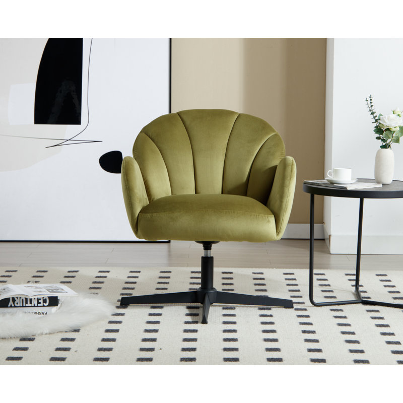 Ahmare Upholstered Swivel Armchair, Green, Velvet