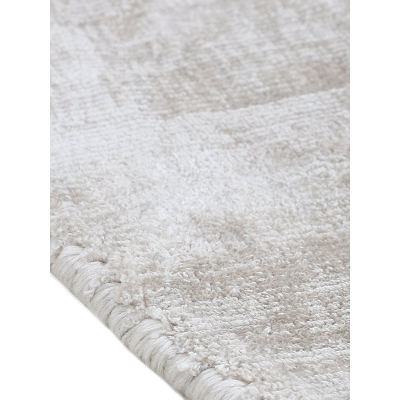 Ava Handmade Viscose Silky Solid Soft Cream Rug, Runner 75 x 200cm