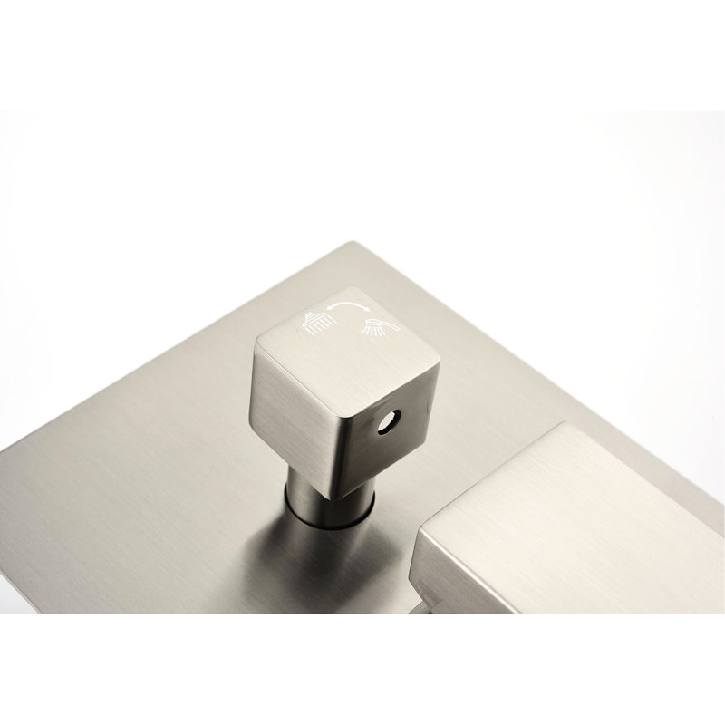 Ceiling Mounted Shower - Relaxing Moment Brushed Nickel Head Mount 16" System, Brass And Stainless, Nickel, Bathroom Awakening