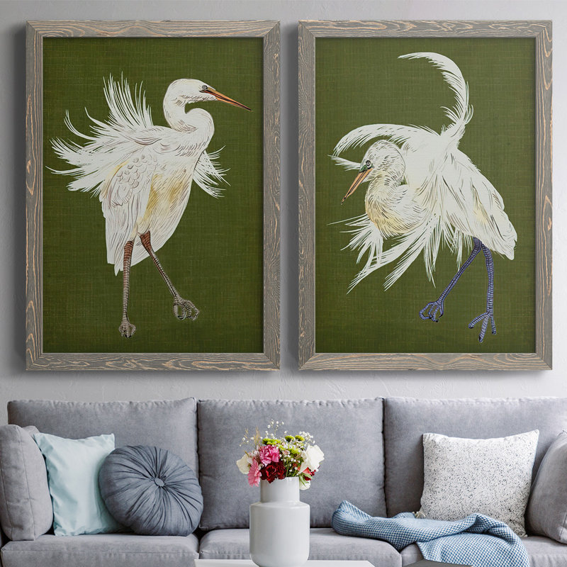 Heron Plumage I-Premium, toile encadrée - prête à être accrochée, Gris, H 31,5 po x l 88 po x P 1,5 po