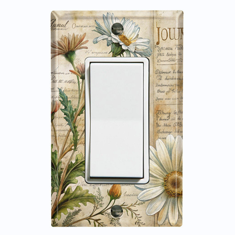 Couvercle de plaque d'interrupteur en métal; Bascule GFI 1 bande US standard - Vintage Wildflower Journal