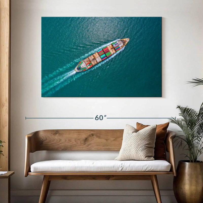 Bateau sur l'océan, H 32 po x l 48 po