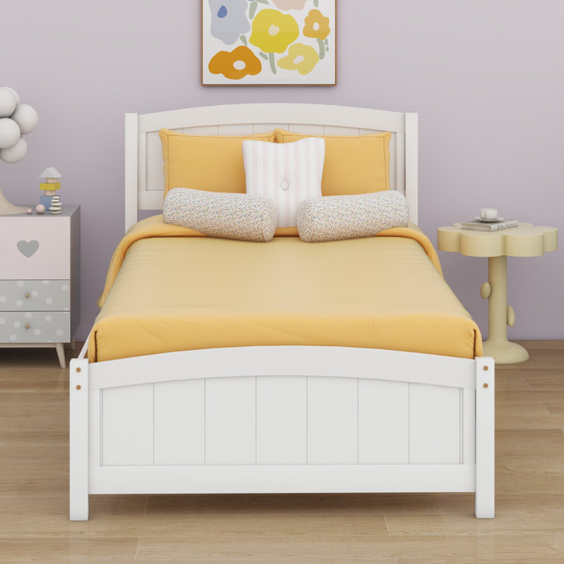 Platform Bed With Headboard And Footboard., White