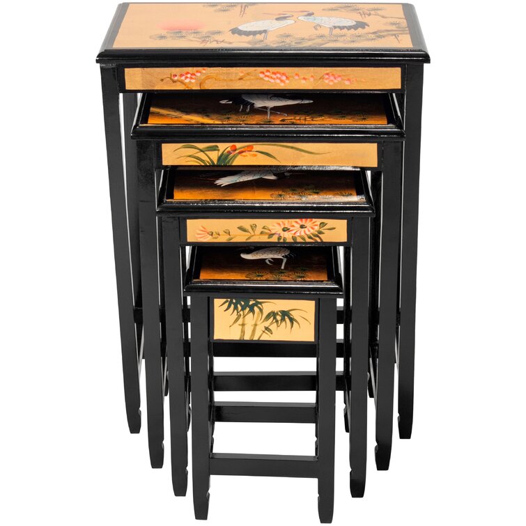 Gold Lacquer Nesting Tables - Cranes
