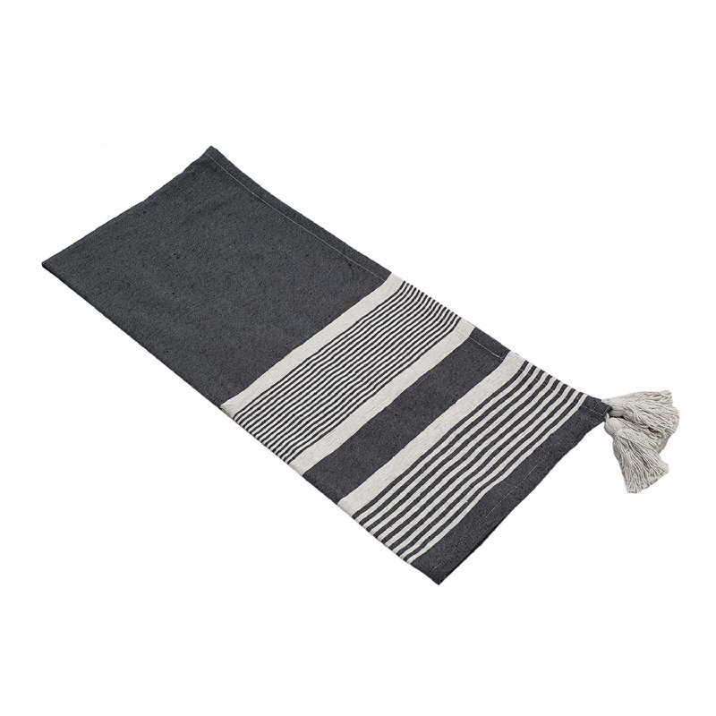  Couverture ou jeté, Rayé, Taupe / blanc