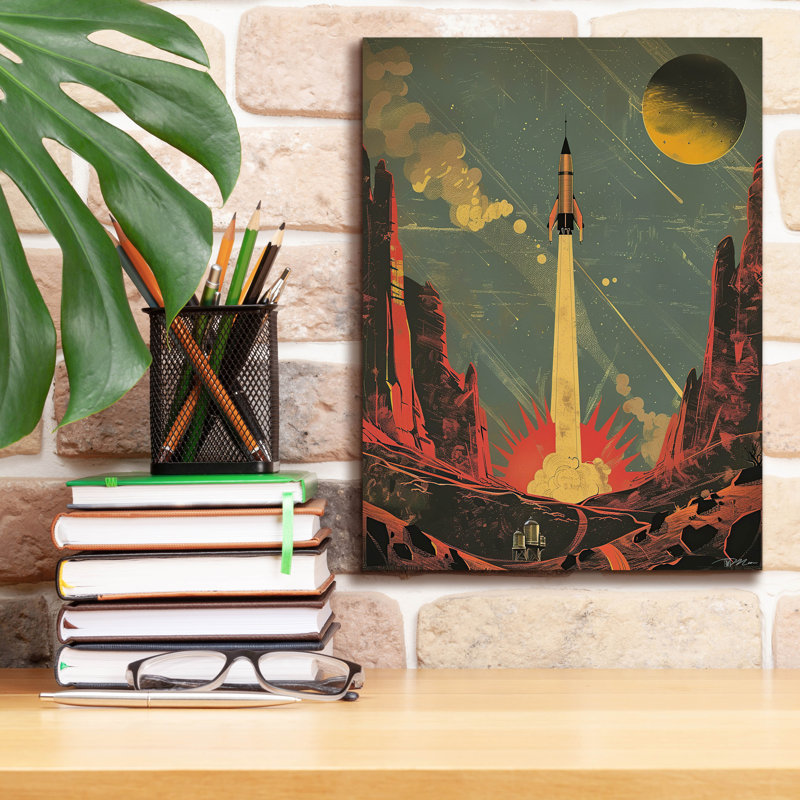 Toile épique «Vintage Space 2» par Momart, H 16 po x l 12 po x P 0,75 po