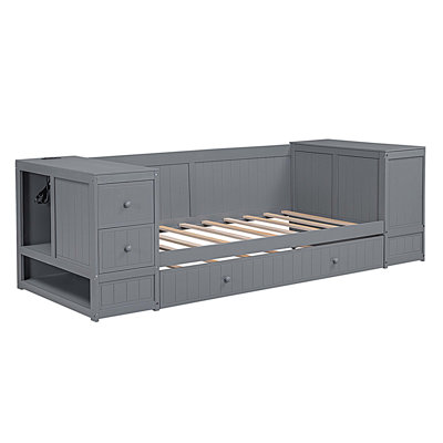 Twin Size Daybed with Trundle and Charging Station