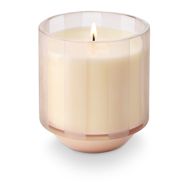 Verre à rayures gravées en pin rose