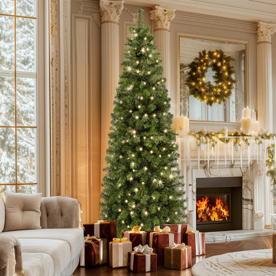 6FT Pre-Lit Artificial Pencil Christmas Tree
