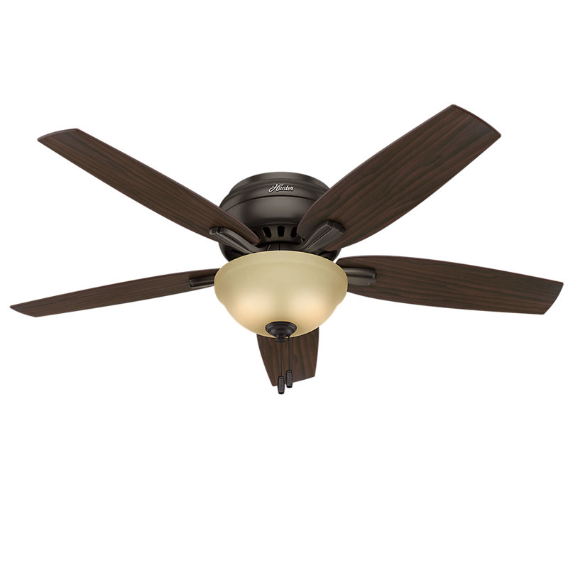 Hunter 52 inch Newsome Low Profile Ceiling Fan with LED Light Kit and Pull Chain, Premier Bronze