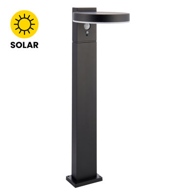 Aapeli Black Low Voltage Solar Powered Integrated LED Metal Bollard Light
