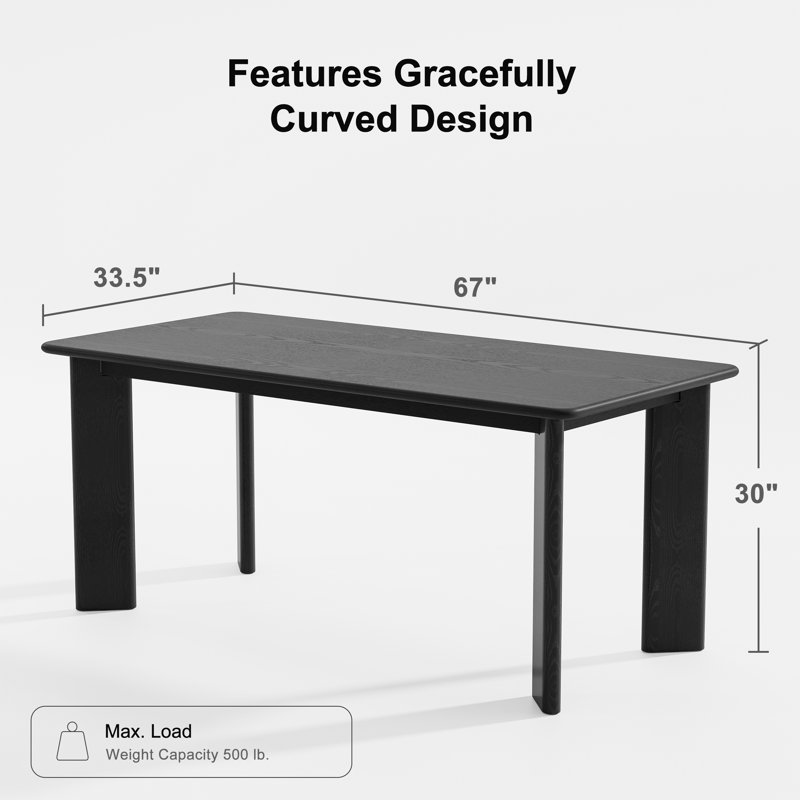 33.5"W×30"H Wood Dining Table Kitchen Table with 4 Legs, Black, 30" H x 67" L x 33.5" W