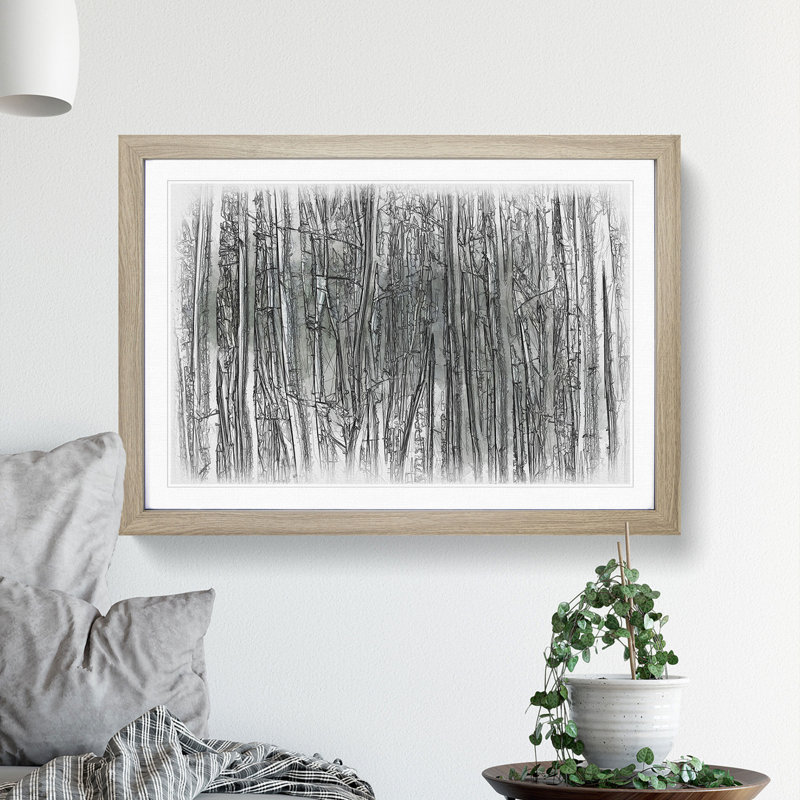 Forest Woodland - Picture Frame Drawing, 36cm H x 48cm W x 2cm D, Oak