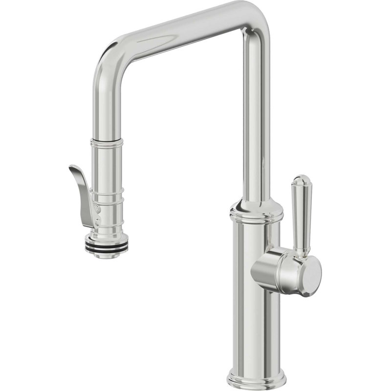 Davoli Kitchen Pull-Down Faucet with Squeeze Sprayer - Quad Spout, Polished Chrome