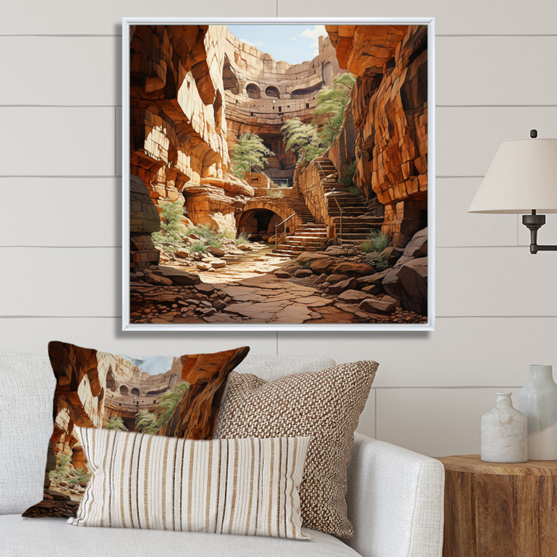 Canyon Pointillism I, H 36 po x l 36 po x P 1,5 po, Cadre flottant blanc
