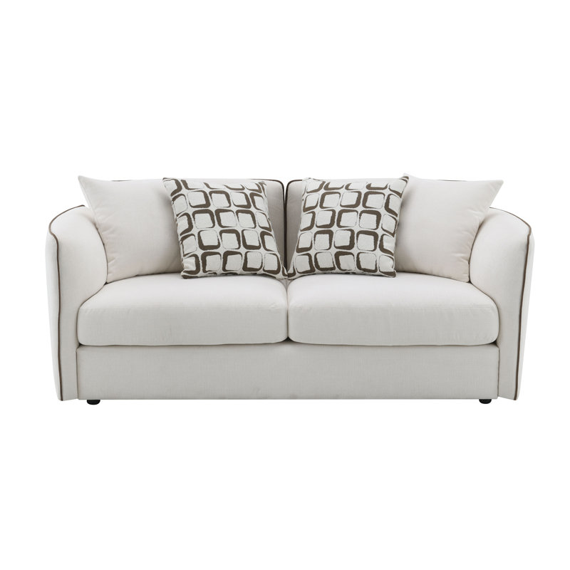 Causeuse en chenille beige avec 4 coussins