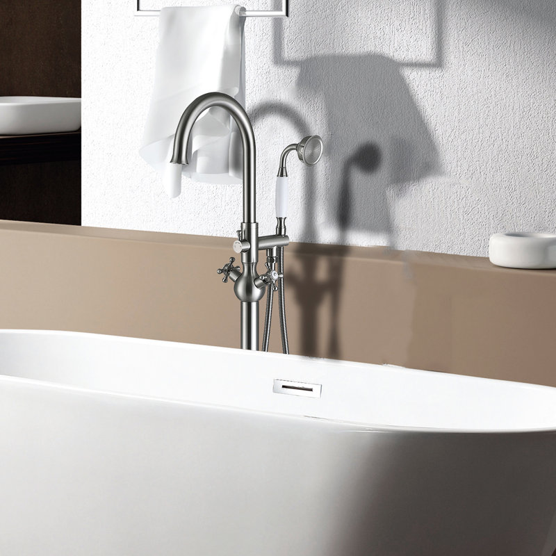 Robinet de baignoire autoportant avec douche à main - métal, jet pour le corps entier, construction en métal de salle de bain Joy, finition