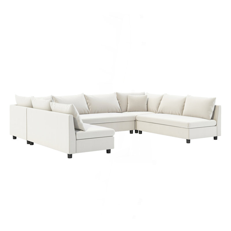 116*86'' Modular Sectional Sofa, Cream Chenille