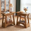 Table de bout en bois massif à 2 niveaux, table d'appoint rustique pour salon, chambre à coucher, brun-764230697