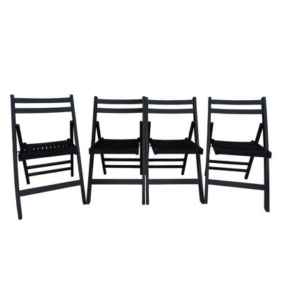 4 Units Foldable Slatted Wood Chairs, Solid Wood Special Event Chairs – For Indoor/outdoor Occasions, Comfortable Slatted Seat+open Back, Lightweight & Easy Transport, Durable No-deformation Frame