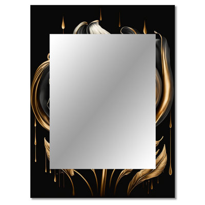 Black And Gold Tulip - Tulip Large Wall Mirror, Traditional Decorative Mirror, Printed Metal Art