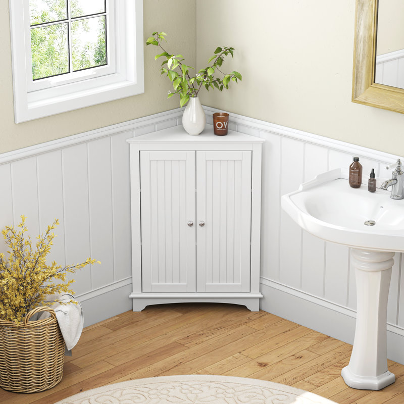 Armoire de salle de bain sur pied l 23,62 po x H 31,89 po x P 12,4 po Wagstaff, Blanc