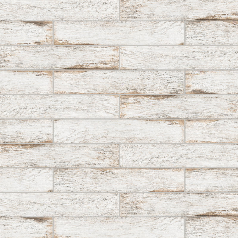 Bora 3" x 18" Porcelain Wood Look Subway Wall & Floor Tile, White