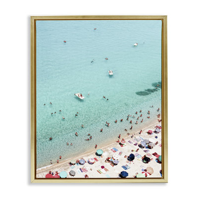 Busy Beach View Framed Floater Canvas Wall Art by Sisi and Seb