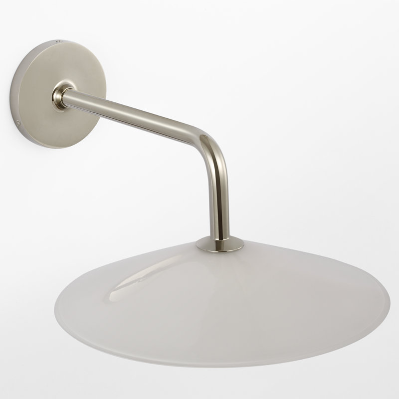 Amber Lewis Ponce 9" Sconce, Polished Nickel, White, 8.5" H x 13" W x 17" D