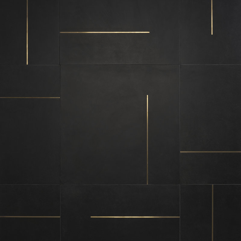 Bond Tile Linea 24" X 24" Porcelain and Brass Wall & Floor Tile (11.62 SQFT / Box), Black