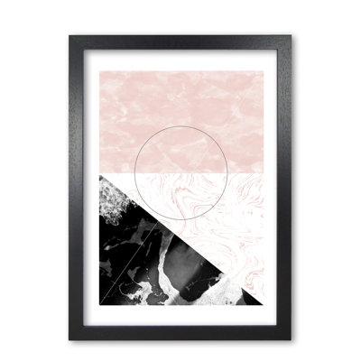 Black and Pink Marble Abstract Rectangle Shapes 1 Piece Single Picture Frame Wall Art