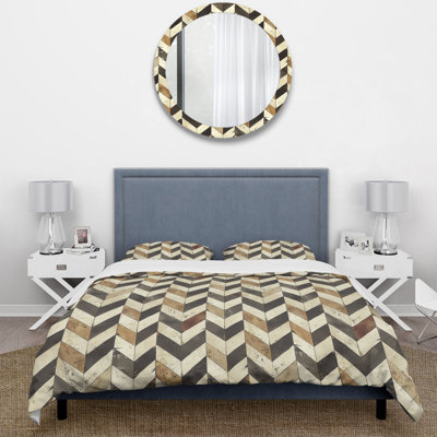 Ensemble de housse de couette Brown Chevron Glam Print V - Midcentury