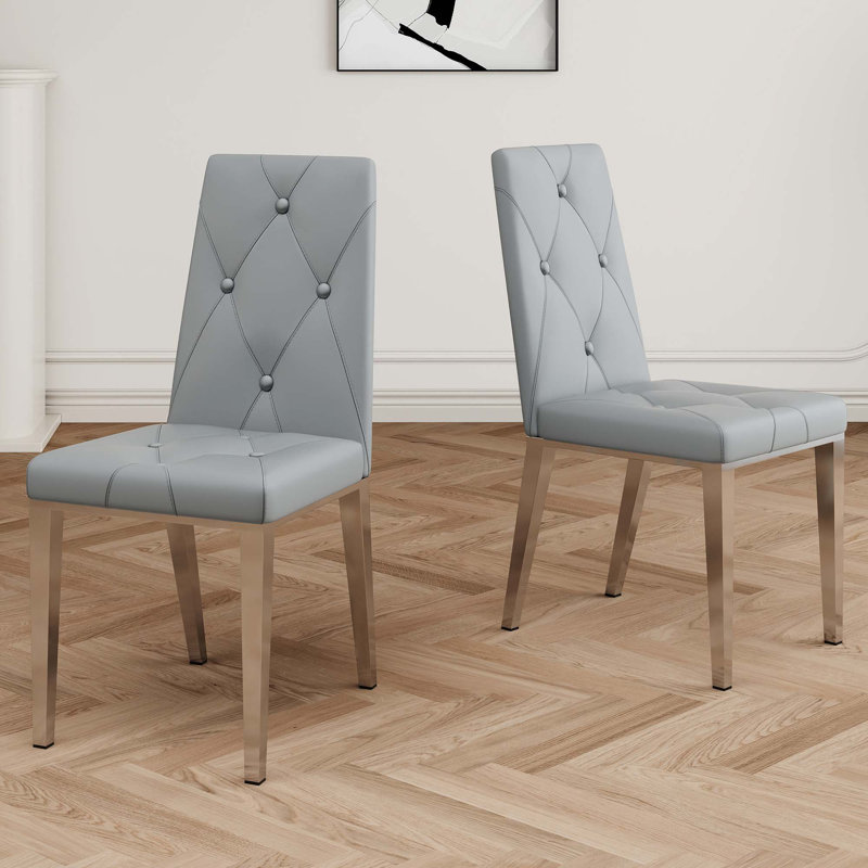 Chaise de salle à manger en polyuréthane (ensemble de 2), Gris