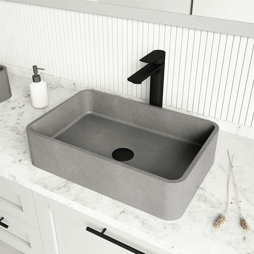 Cordoba Gothic 20" L x 13" W x 5" H Gray Handmade Rectangular Vessel Bathroom Sink VIGO