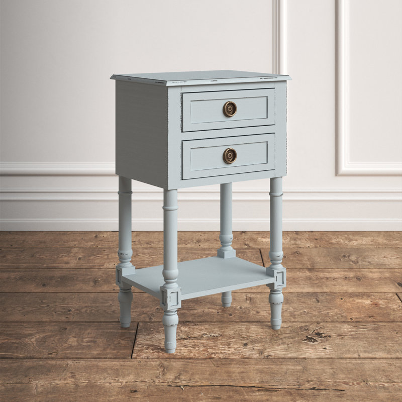 James 15.7'' W Solid Wood Nightstand, Blue