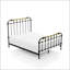 Lit simple noir de style transitionnel avec détails dorés brossés à la main et fabrication en métal durable