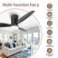 Ventilateur de plafond moderne avec lumière et télécommande / commande, 3 températures de couleur DEL, moteur CC silencieux à 6 vitesses, réversible, à intensité variable, minuterie, pales noires-143432985