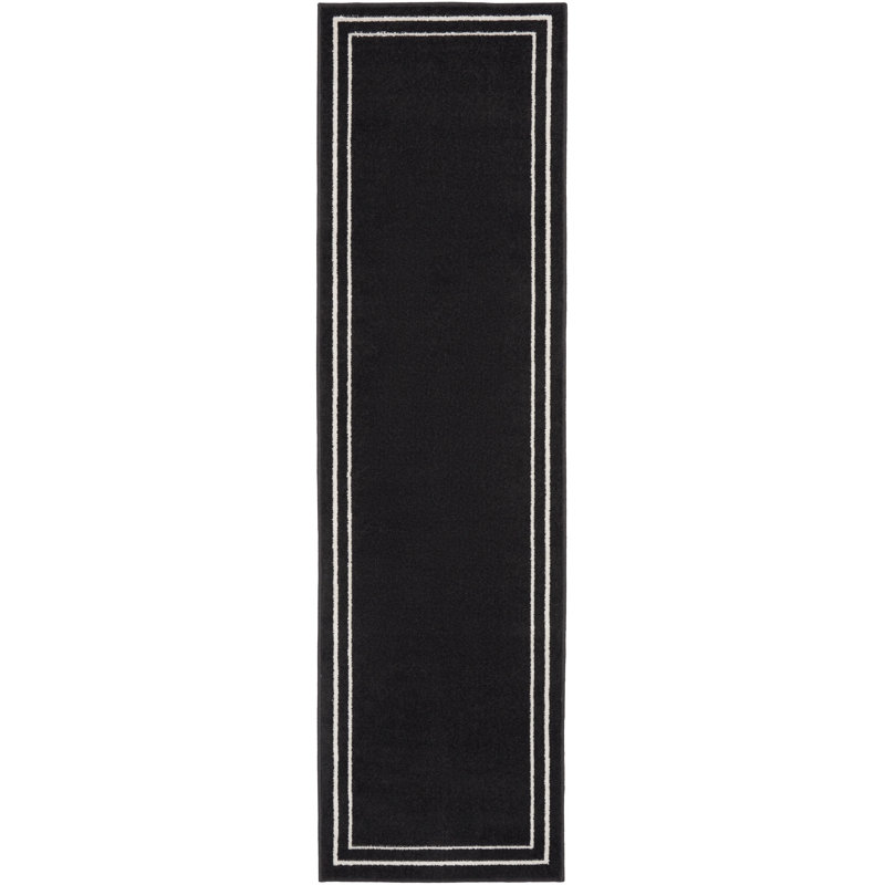 Tapis intérieur / extérieur noir Nourison Essentials Ivory, Tapis de couloir 2 pi x 6 pi
