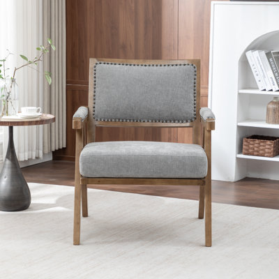 Chaise d'appoint simple en bois massif et coton de style nordique