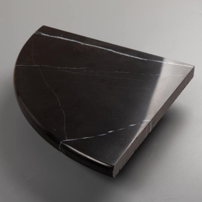  Étagère de coin en marbre à fixation murale, tablette de coin en marbre noir Nero Marquina, tablettes de coin arrondies polies de 9 po pour salle de bain, cuisine, bureau, salon, 1 pièce