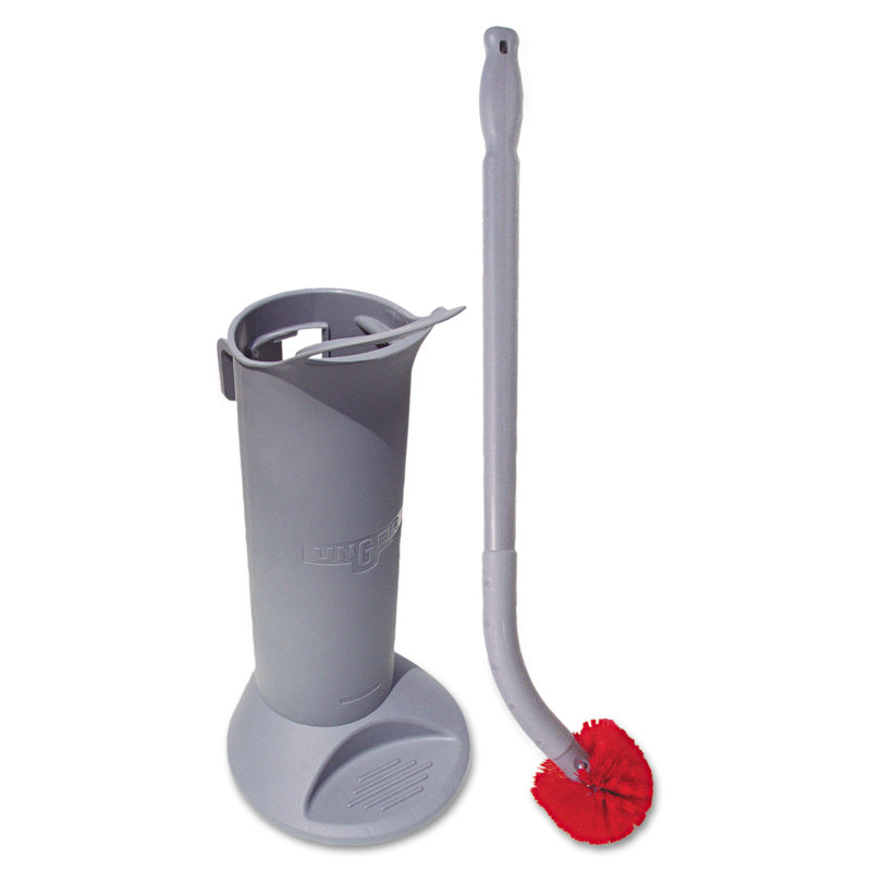 Gray Ergonomic Toilet Brush with Holder and Replaceable Heads