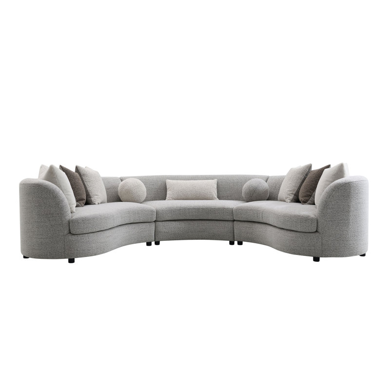 Canapé modulaire Ivria Boucle gris avec 9 coussins