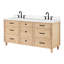 Meuble-lavabo double en bois massif ARIEL Monrow 72 po en chêne avec plateau en quartz blanc Carrara 1,5 po, évier central-99405064-131238906-131238900