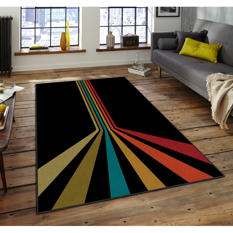 Luxurious Non-Slip Area Rug, 4.0 x 5.9 Feet, 100% Polyester, 740g/m² | Velvet Fabric with Digital Print | Easy-Clean Laminated Sponge Underside, Machine Washable | Perfect for Living Room, Bedroom & Home Decor